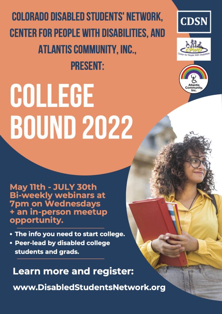 Flyer for the College Bound 2022 program. Please se the College Bound page on the website for full details and an accessible version of the flyer.